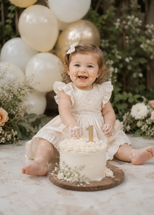 Ethel Fancy Pinafore in Antique Ivory