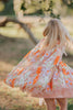Fairy tutu dress for girls with floral embroidered cape – soft peach and orange fall costume for imaginative play and twirling fun