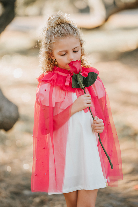 Pink Power Pearl Accent Princess Cape