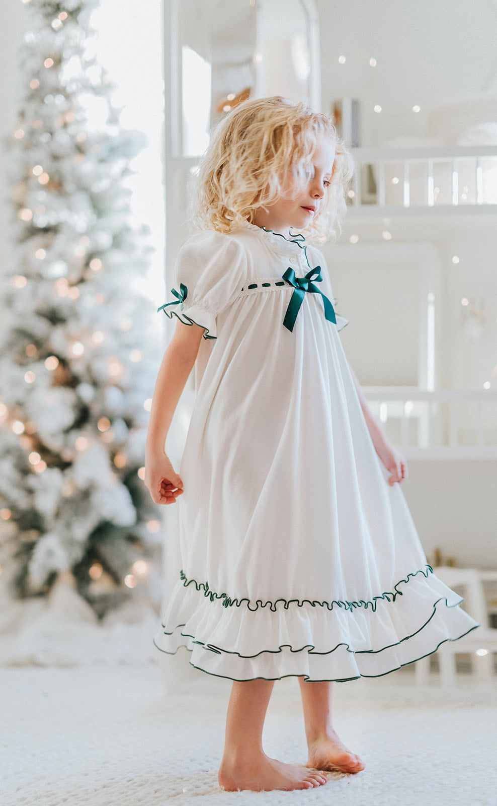The Original Clara Nutcracker Gown with Evergreen Trim