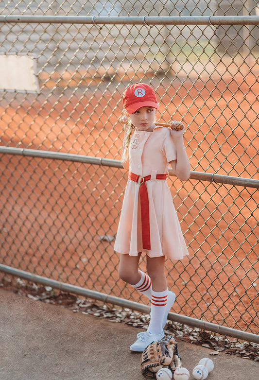 Vintage Girls Baseball Uniform Twirl Dress
