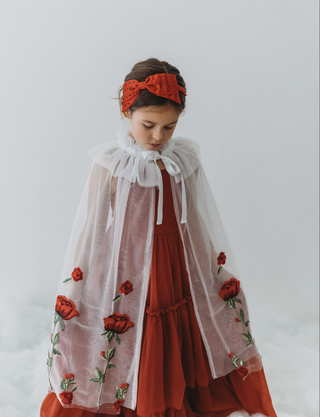 Red Rose Embroidered Princess Cape