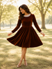 Womens Gingerbread A-Line Dress
