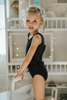 Ruffle Back Leotard in Classic Black