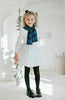 Girls snowman costume outfit with white puff dress, blue tartan scarf, and black bow shoes, styled for winter wonderland portraits or holiday school programs.

Holiday outfit for girls featuring a snowman-style white dress with bubble skirt and festive plaid scarf, ideal for Christmas plays, concerts, or photoshoots.
