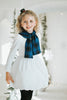 Girls snowman costume outfit with white puff dress, blue tartan scarf, and black bow shoes, styled for winter wonderland portraits or holiday school programs.

Holiday outfit for girls featuring a snowman-style white dress with bubble skirt and festive plaid scarf, ideal for Christmas plays, concerts, or photoshoots.