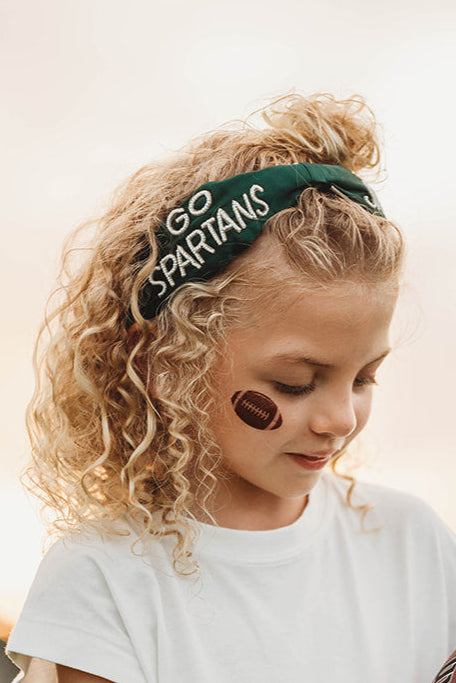 go_spartans_headband_for_girls_green_sports_hair_accessory_cheer_team_headband_football_game_day_spirit_wear_beaded_kids_tailgate_outfit