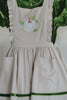 Heirloom-style green velvet holiday dress with linen pinafore and pumpkin embroidery, styled for autumn or fairytale dress-up

Fall girls outfit with green velvet dress and embroidered pumpkin apron, hanging on vintage white carved mirror

Toddler to tween Thanksgiving dress with velvet base, apron pockets, and embroidered pumpkin design, ideal for family photos

Girls embroidered apron dress with green velvet and ruffle-trimmed linen pinafore, perfect for pumpkin patch or harvest festival