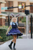 Girls Judy Hopps police costume dress inspired by Zootopia with blue puff sleeves, gold badge patch, and black tie detail

Zootopia-inspired girls dress with Judy Hopps police uniform design, featuring blue tones, tie, and badge for dress-up or Halloween

Toddler to tween Judy Hopps costume dress with pleated navy skirt, striped trim, and puff sleeve top styled like a bunny cop uniform