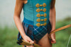 Girls Brave-inspired one-piece swimsuit with Celtic details, tartan pleats, and gold embroidery, styled for dress-up at the lake

Fantasy princess swimsuit with warrior-style bodice and plaid skirt panels, perfect for magical swim days or costume play

Scottish archer one-piece bathing suit with off-shoulder straps and golden knot trim, styled for adventurous girls