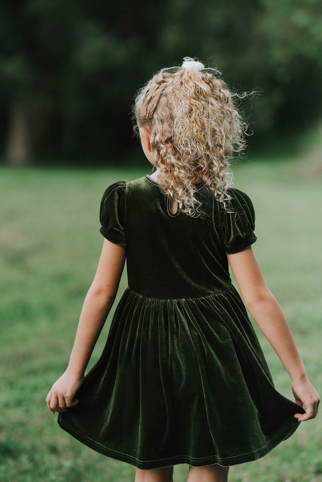 Harvest Pinafore and Green Velvet Dress