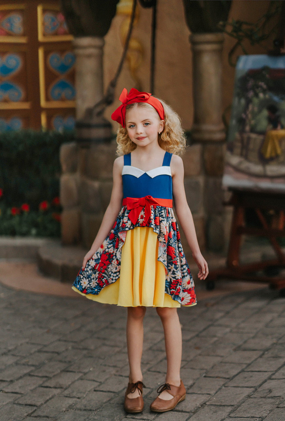 Snow White Dimensional Floral Twirl Dress