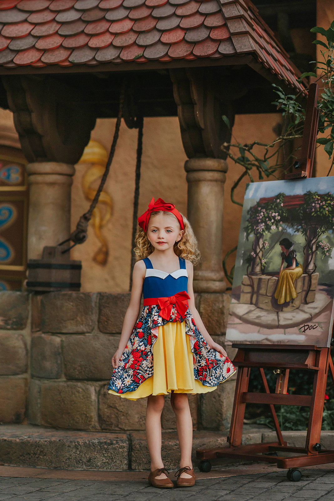 Snow White Dimensional Floral Twirl Dress