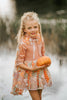 Fairy tutu dress for girls with floral embroidered cape – soft peach and orange fall costume for imaginative play and twirling fun