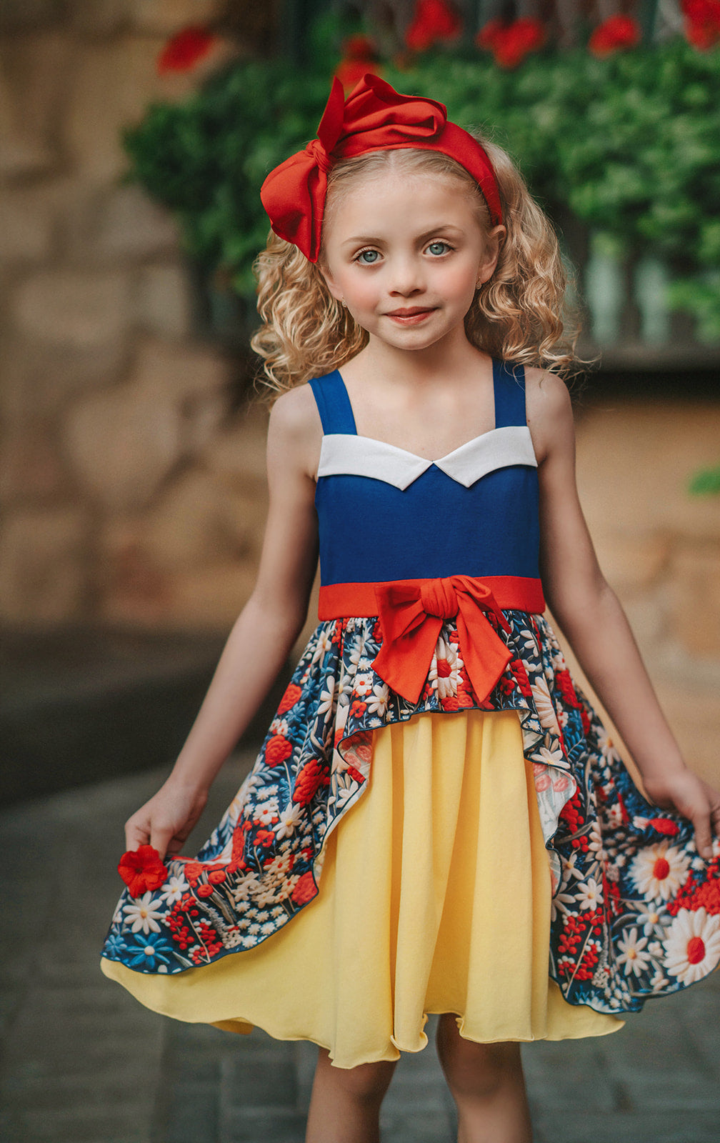 Snow White Dimensional Floral Twirl Dress