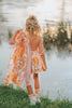 Fairy tutu dress for girls with floral embroidered cape – soft peach and orange fall costume for imaginative play and twirling fun