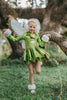 Tinkerbell-inspired metallic green coat-style dress for girls, featuring pleated skirt and jeweled embellishments

Emerald green girls dress with long sleeves and coat silhouette, styled with gold piping and crystal button accents

Formal holiday girls jacket dress in bright green metallic fabric, perfect for stagewear, fairytale parties, or winter events