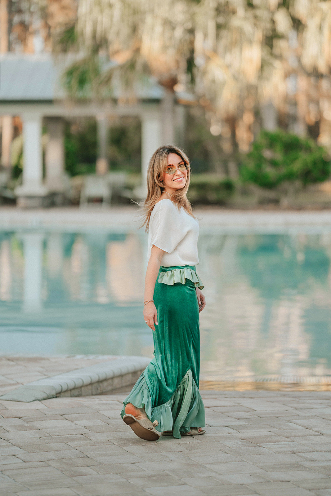 Adult mermaid skirt in seafoam green velvet and satin with ruffled fishtail hem, elegant ocean-inspired women’s maxi skirt for coastal fashion.

Women’s mermaid tail maxi skirt featuring green velvet and silky satin ruffles, perfect for beach photoshoots, costumes, and resort outfits.

Seafoam green adult mermaid skirt with fishtail silhouette and ruffled hem, ocean-themed fashion for cosplay, parties, and coastal style.