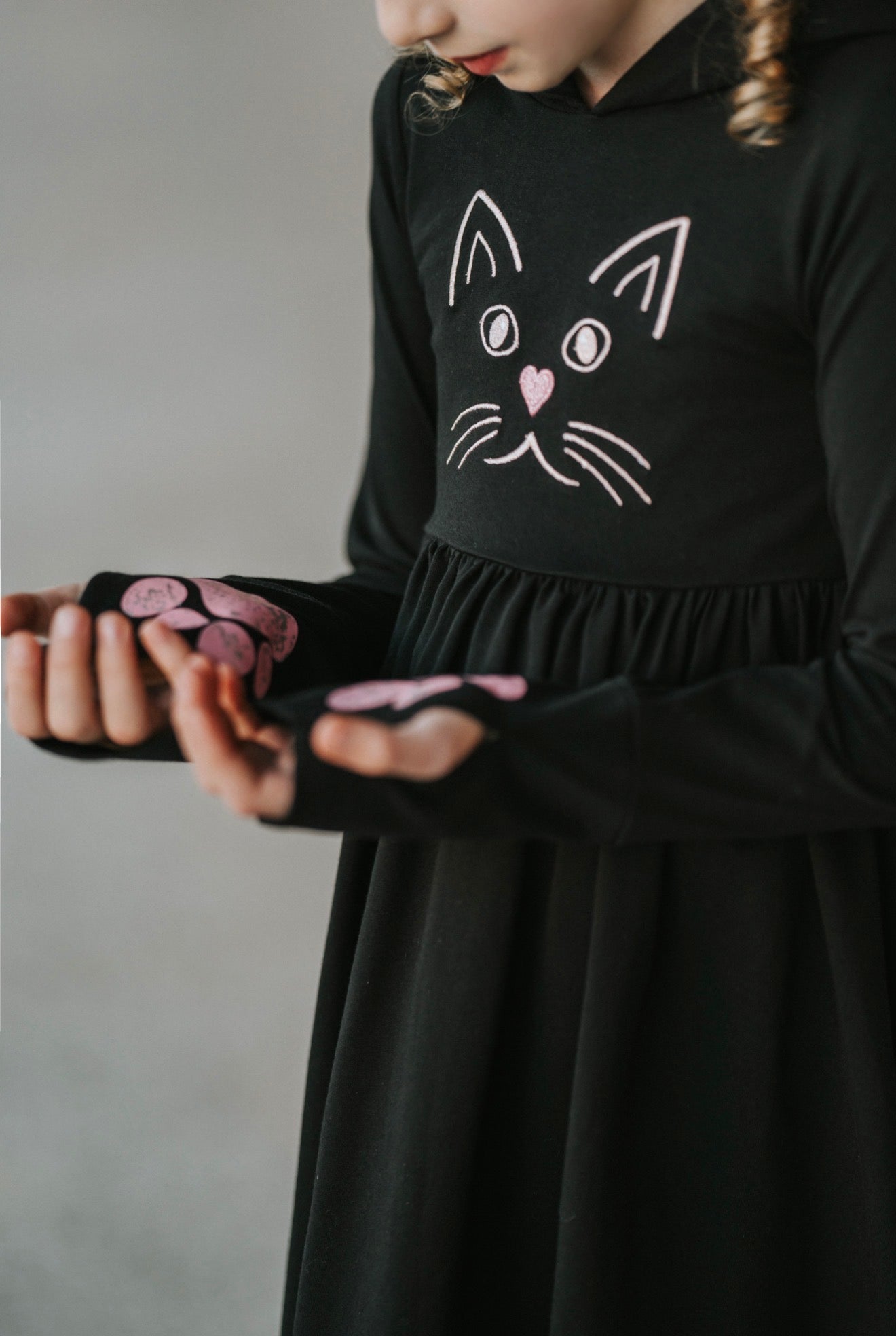 Black Kitty Twirl Dress with Paws
