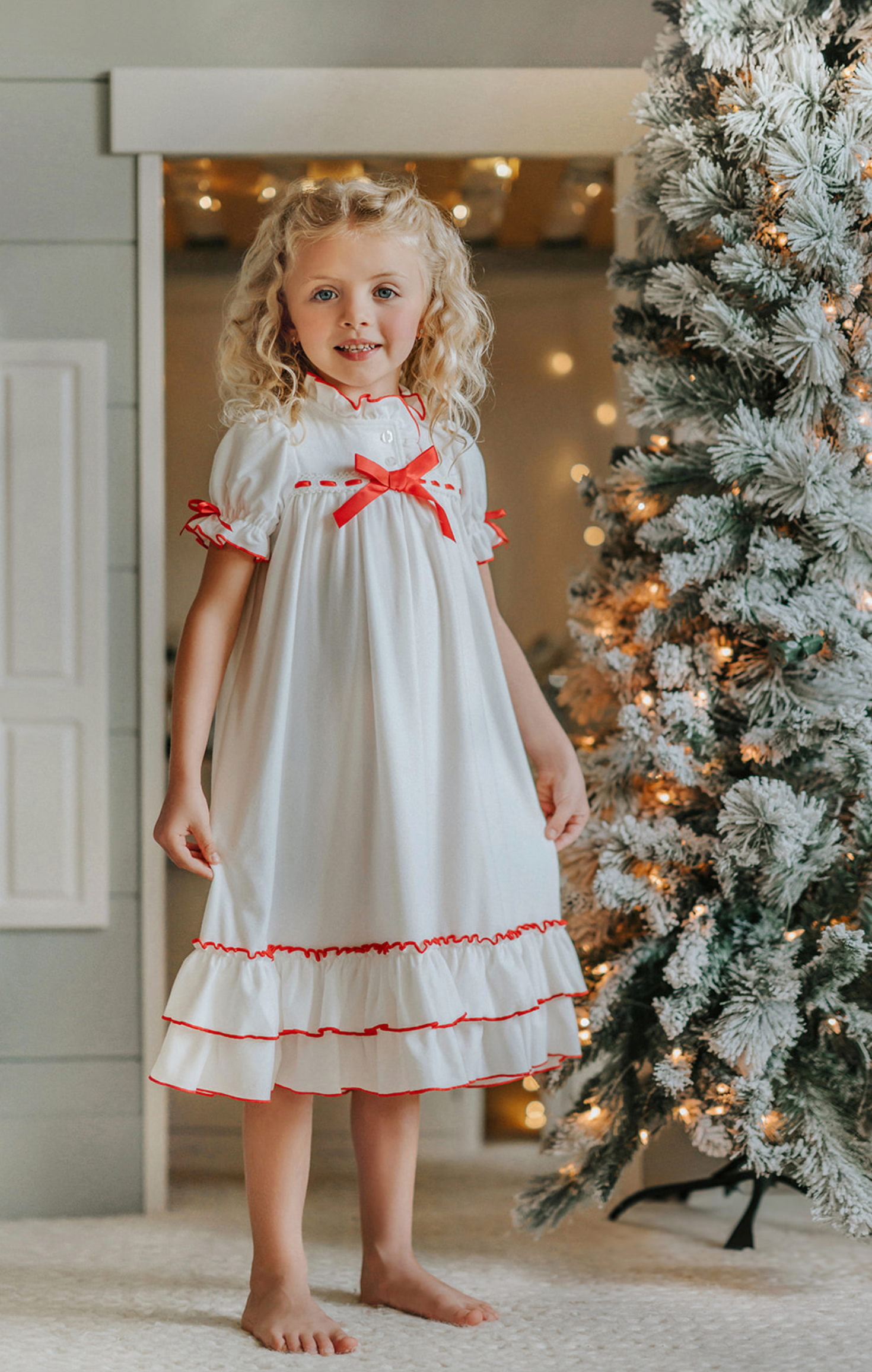 The Original Clara Nutcracker Christmas Gown Short Sleeve in White 4