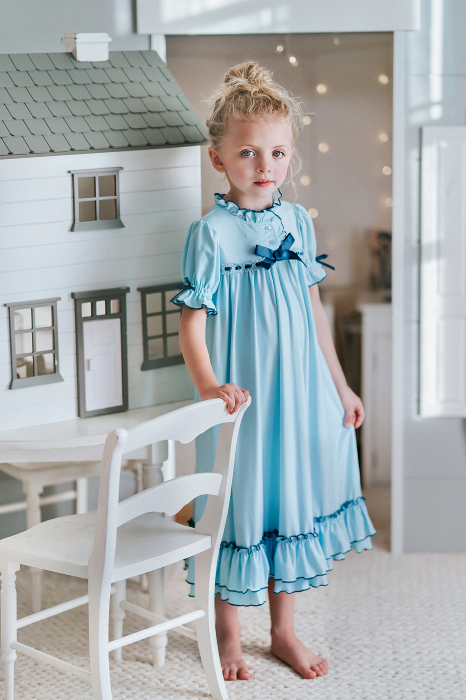 The Original Clara Nutcracker Gown in Robins Egg Blue and Navy Trim Only Little Once The Original Clara Nutcracker Gown in Robins Egg Blue and Navy Trim Only Little Once
