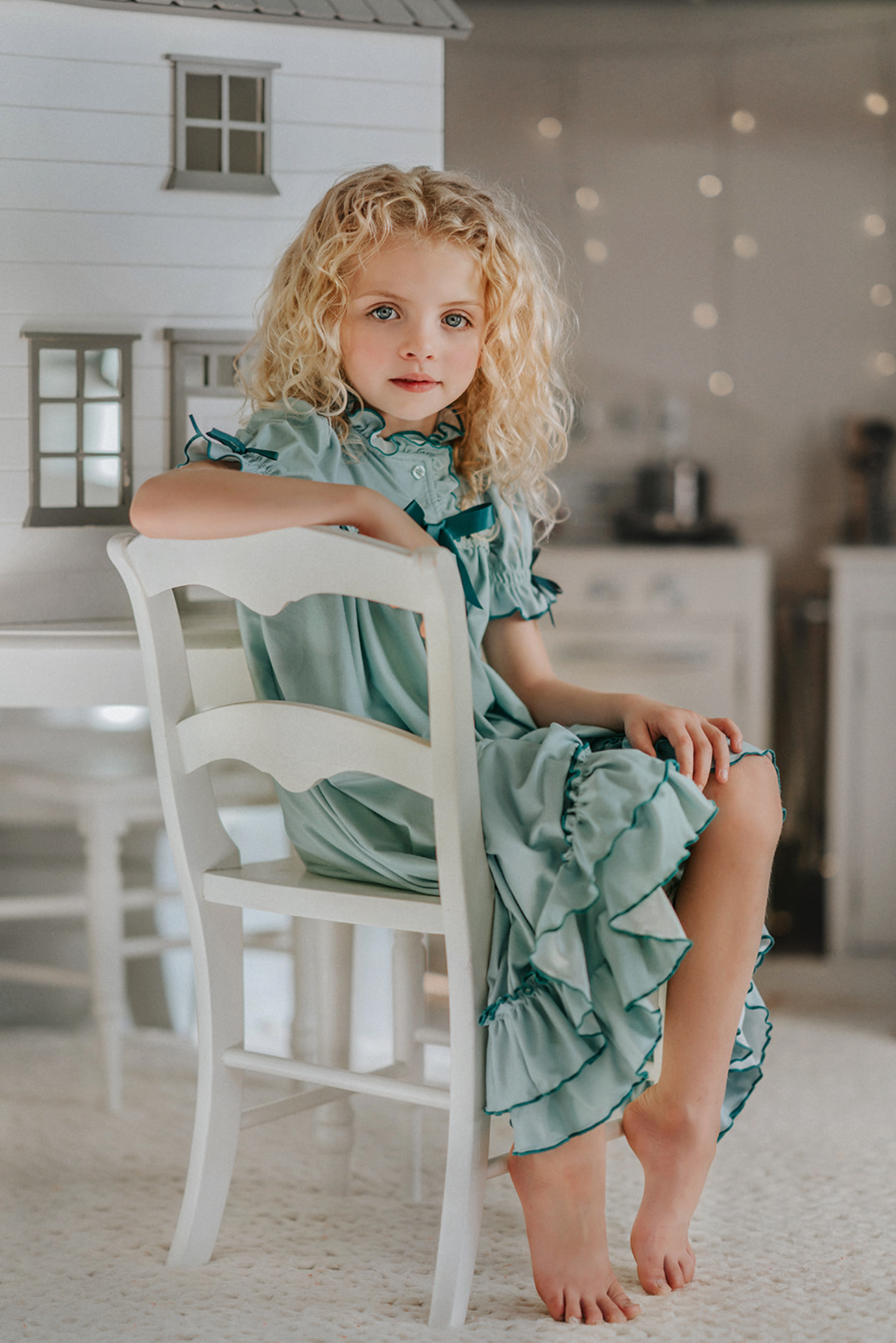The Original Clara Nutcracker Gown in Sage and Dark Teal Only Little Once The Original Clara Nutcracker Gown in Sage and Dark Teal Only Little Once