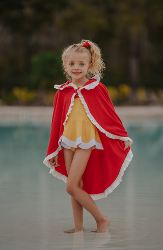 Majestic Princess Cape with Hood in Royal Red
