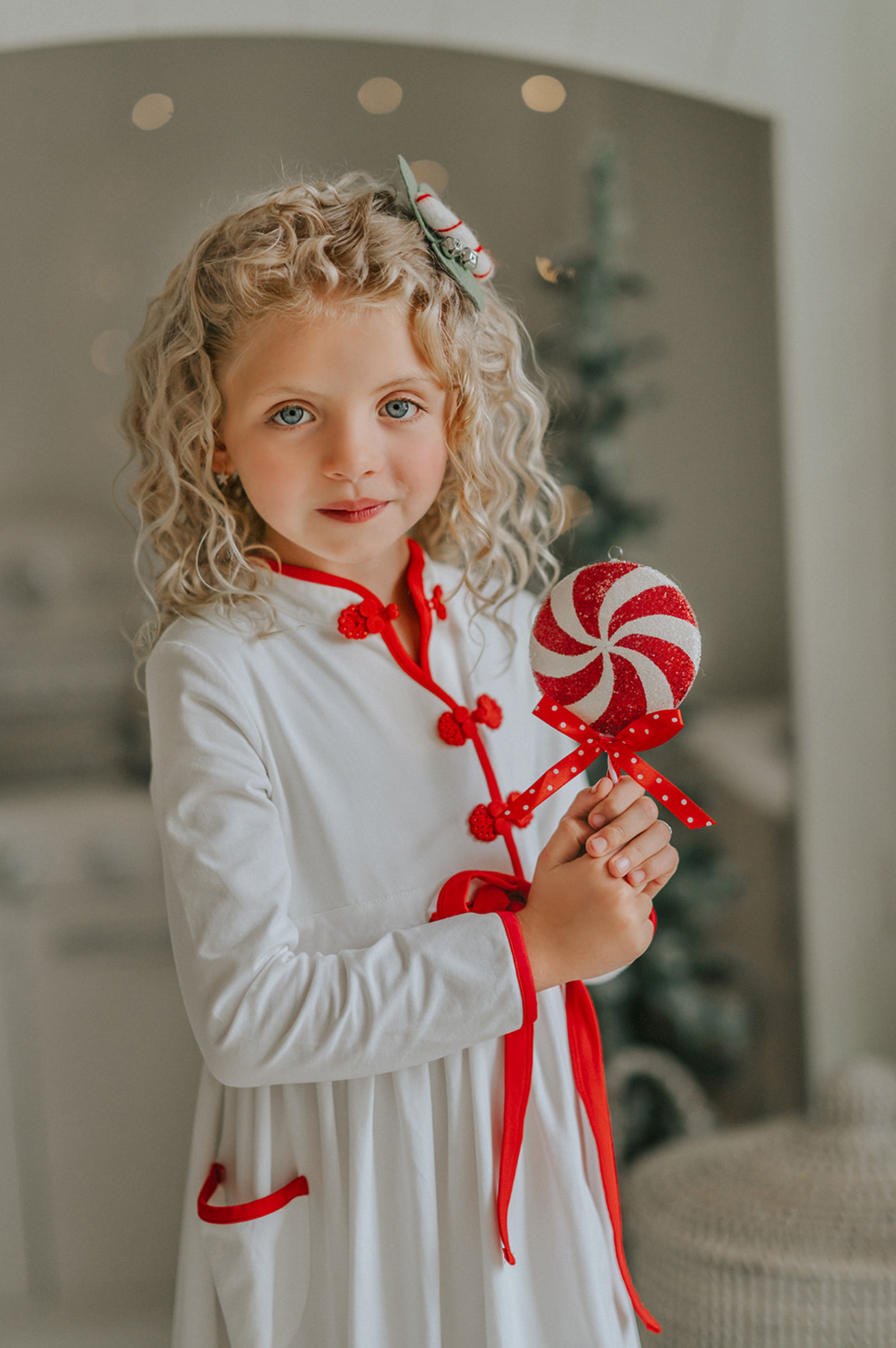 Conjunto de bata de bastón de caramelo