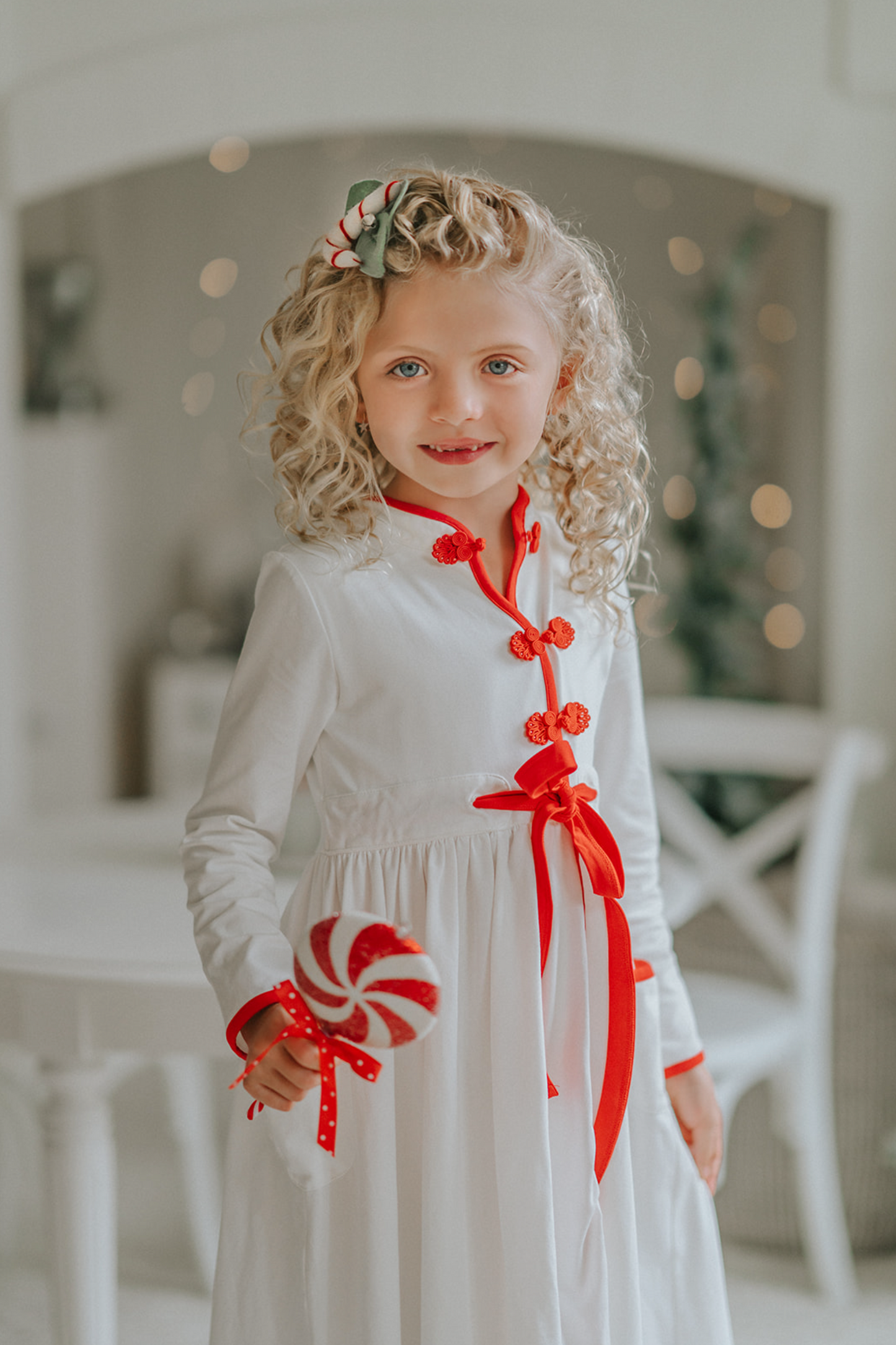 Conjunto de bata de bastón de caramelo