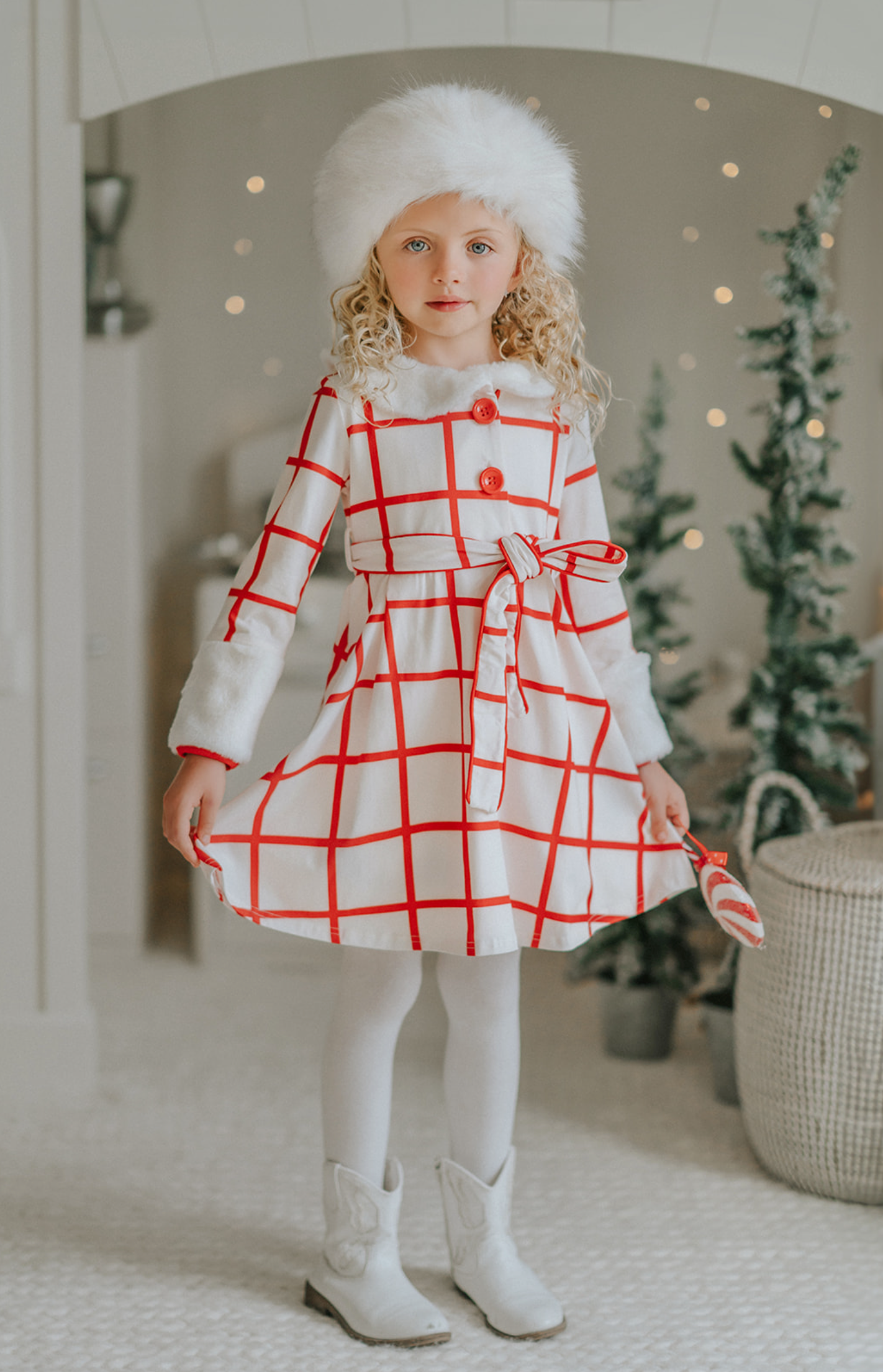 The Window Pane Plaid Holiday Dancer Dress in Rockin' Red- The Rockefeller Uniform