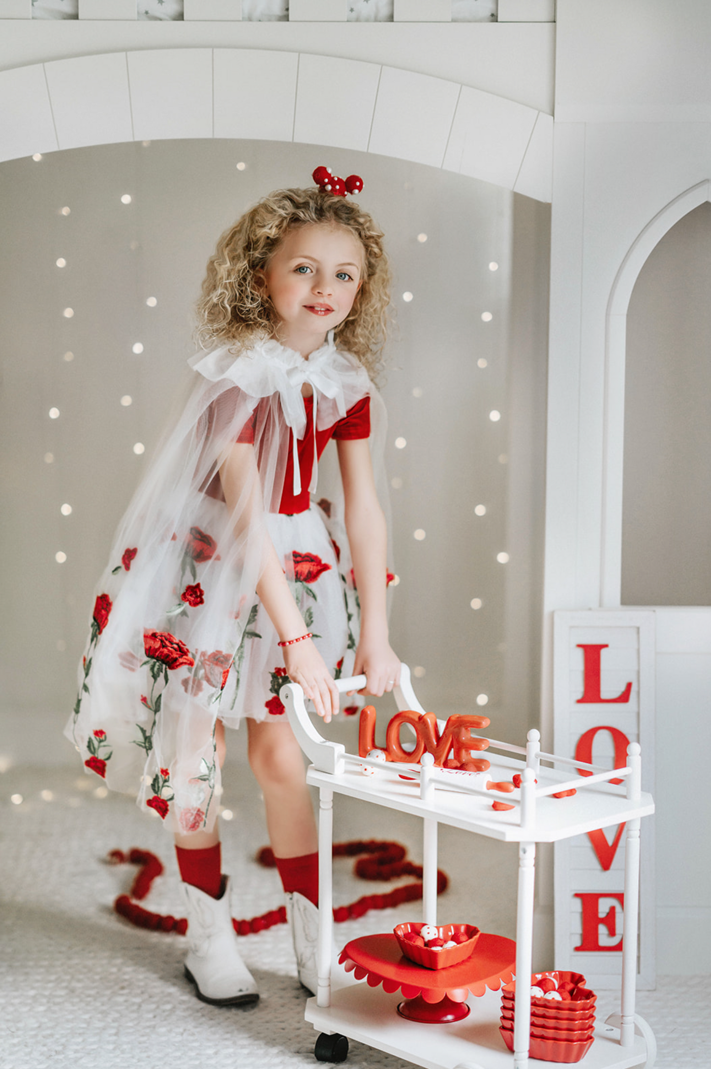 Red Rose Embroidered Princess Tutu Dress