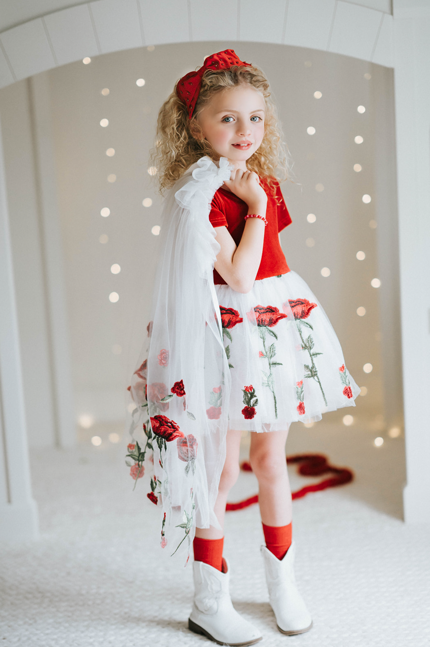 Red Rose Embroidered Princess Tutu Dress