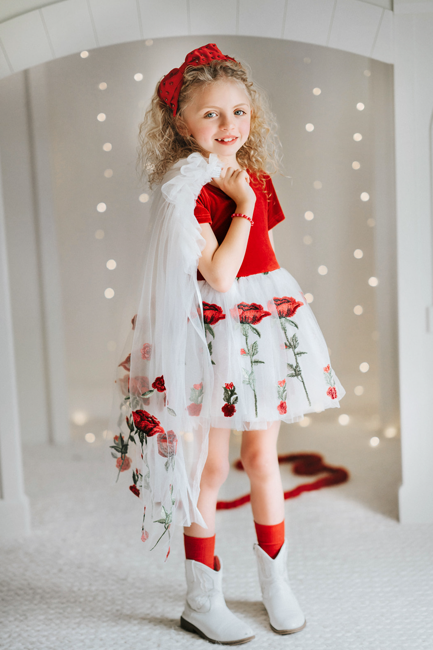 Red Rose Embroidered Princess Tutu Dress