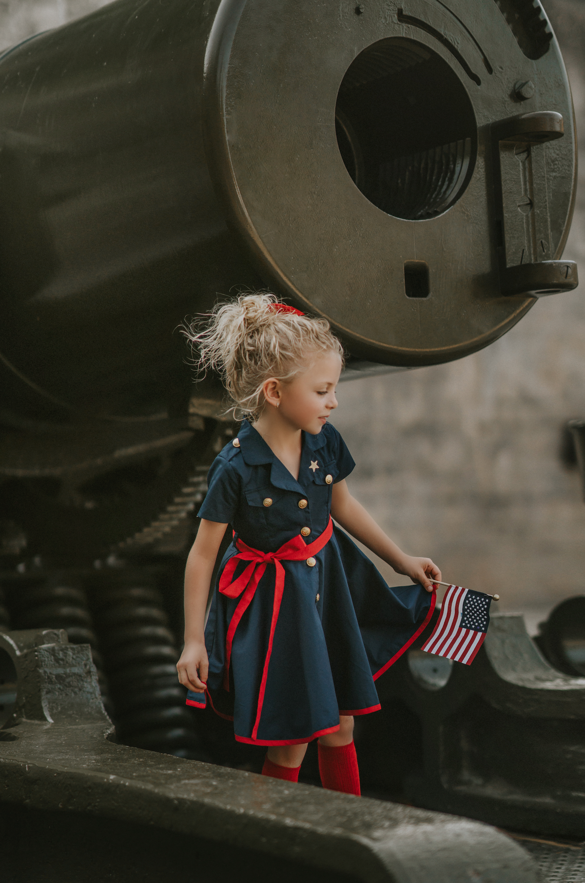 Home Of The Brave Navy Blue and Red Twirl Dress