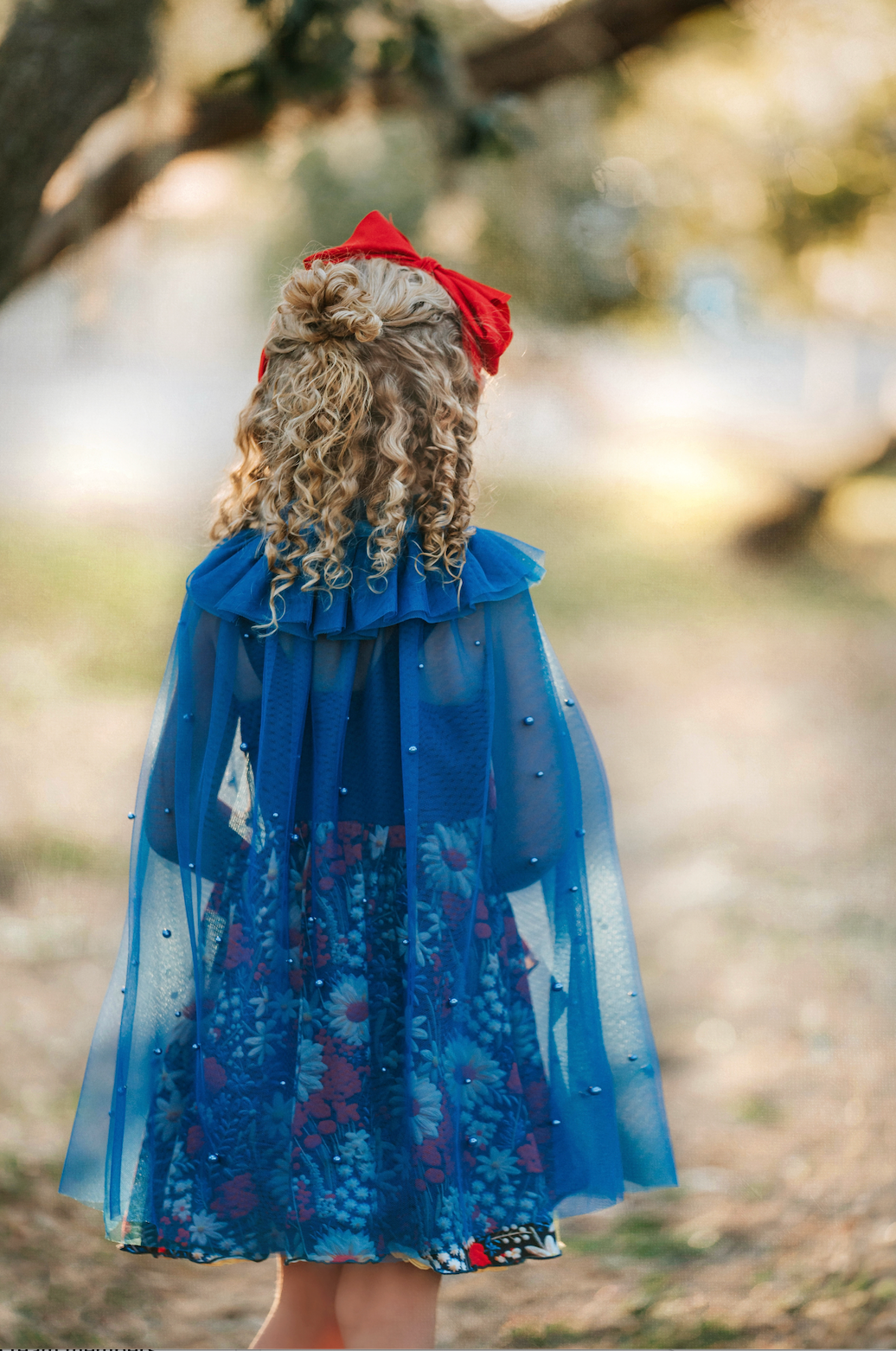 Royal Blue Pearl Accent Princess Cape