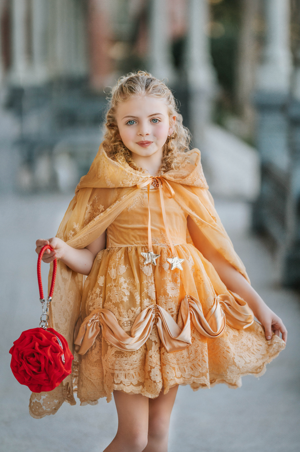 Red Rose Lace Princess Cape With Hood