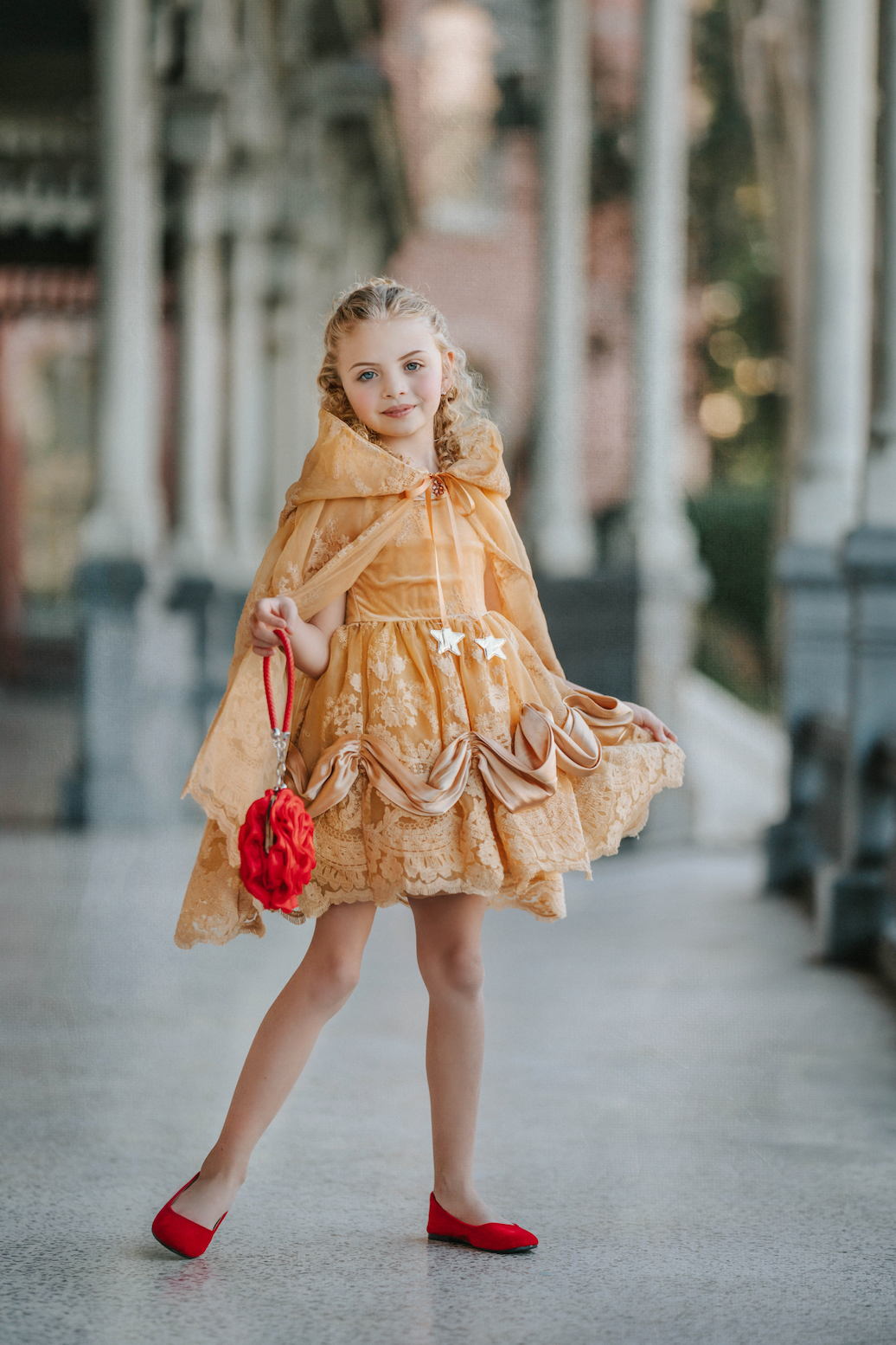 Red Rose Lace Princess Cape With Hood