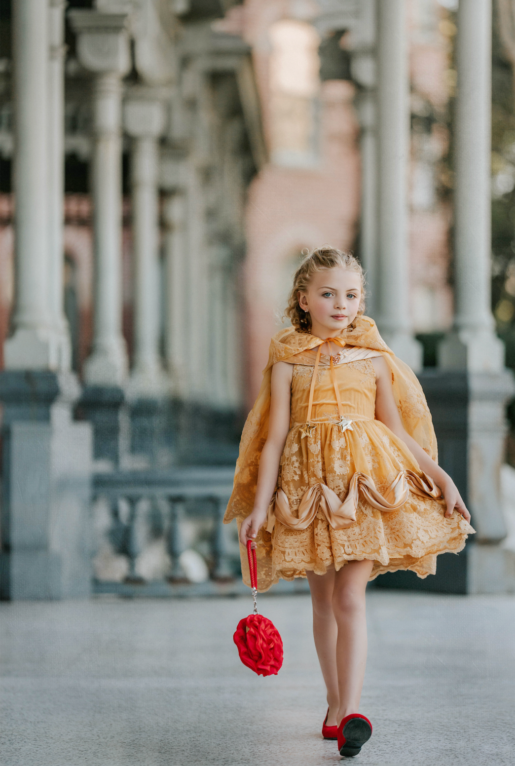 Red Rose Lace Princess Cape With Hood