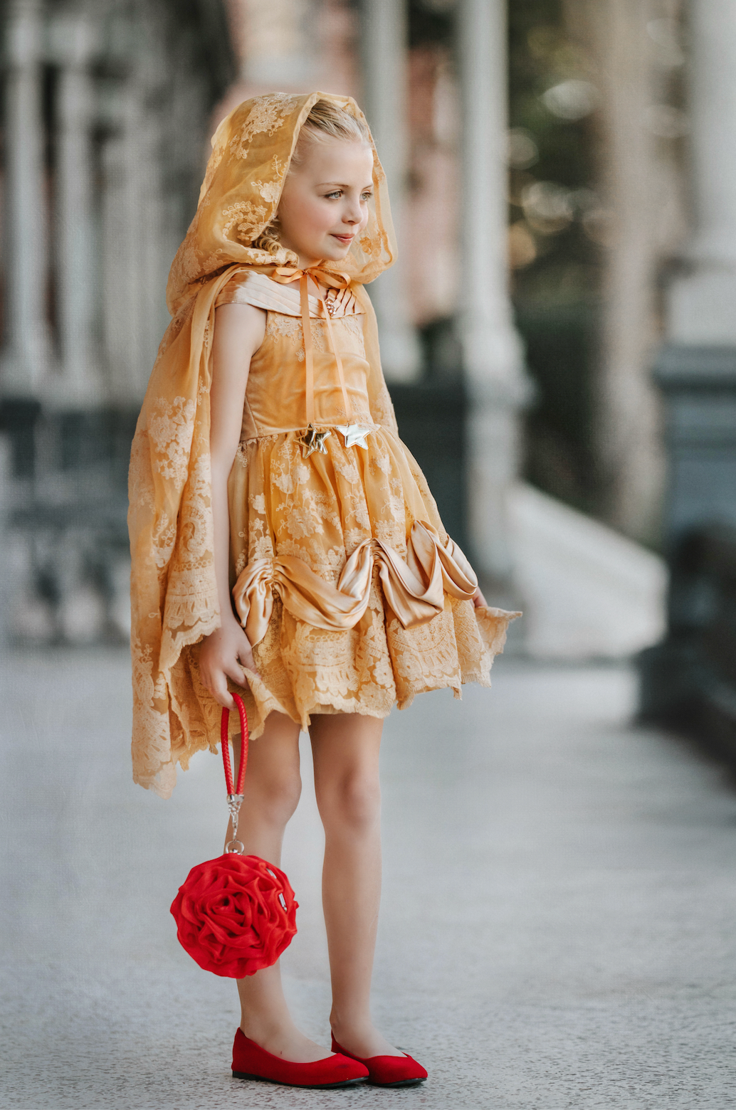 Red Rose Lace Princess Cape With Hood