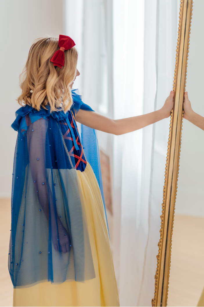 blue princess dress with cape Royal Blue Quinceaera Ball Gown with Off-Shoulder Cape and Floral Princess Dress