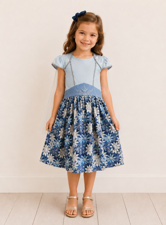 Size 6 - Archive Sample - Ice Queen Twirl Dress with 3D Snowflake Print