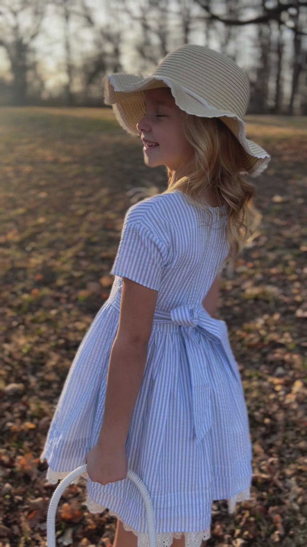 Madeline Blue and White Striped Seersucker Dress – Only Little Once