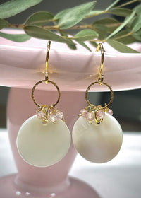 Mother of Pearl and Rose Quartz Earrings
