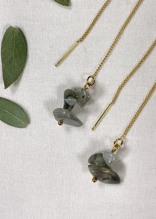 Moonstone, Labradorite and Amethyst Threader Earrings