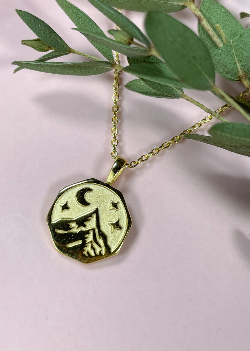 Mountain and Moon Pendant Necklace