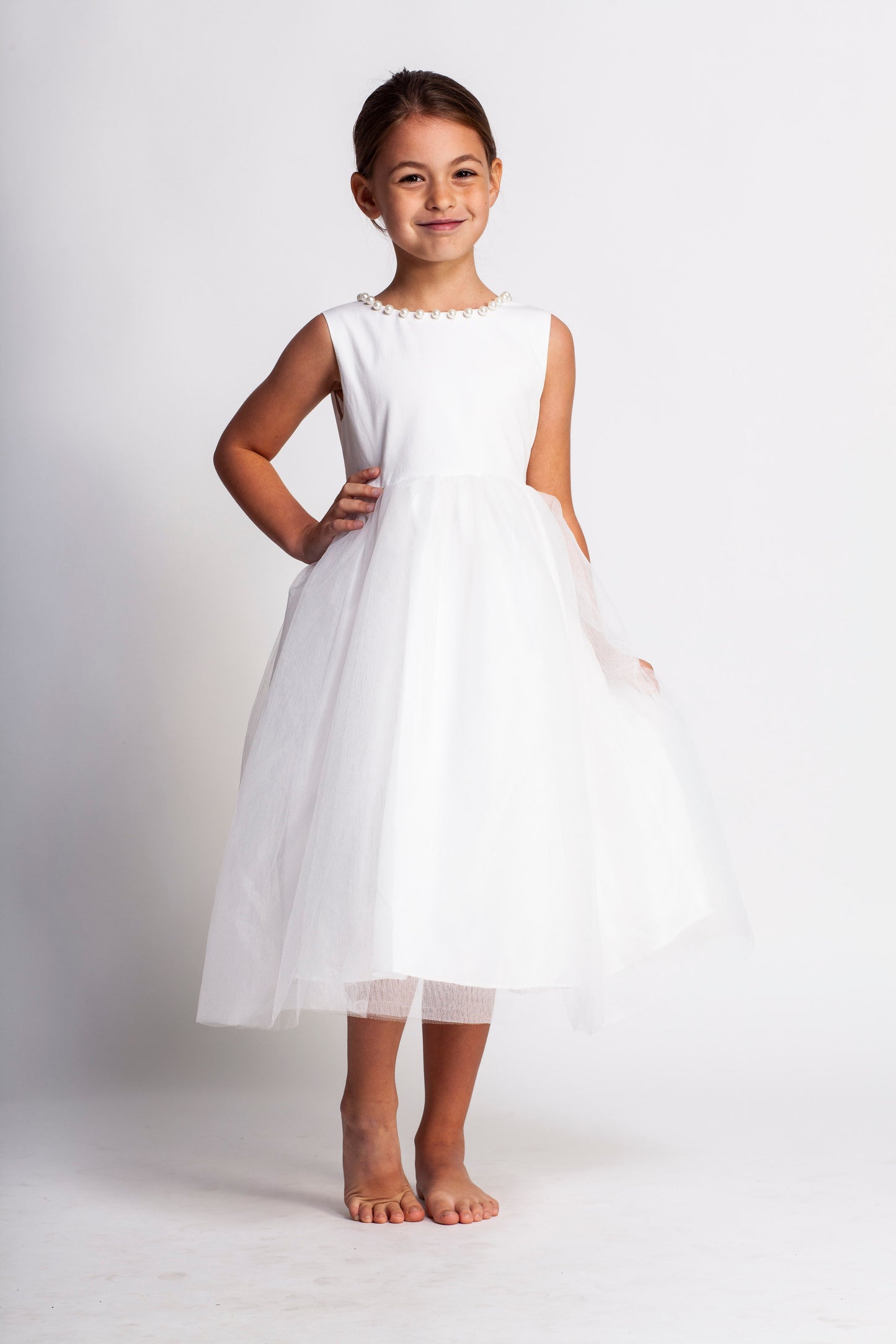Pearl Accent Gown in White 3 Pearl Accent Gown in White 3