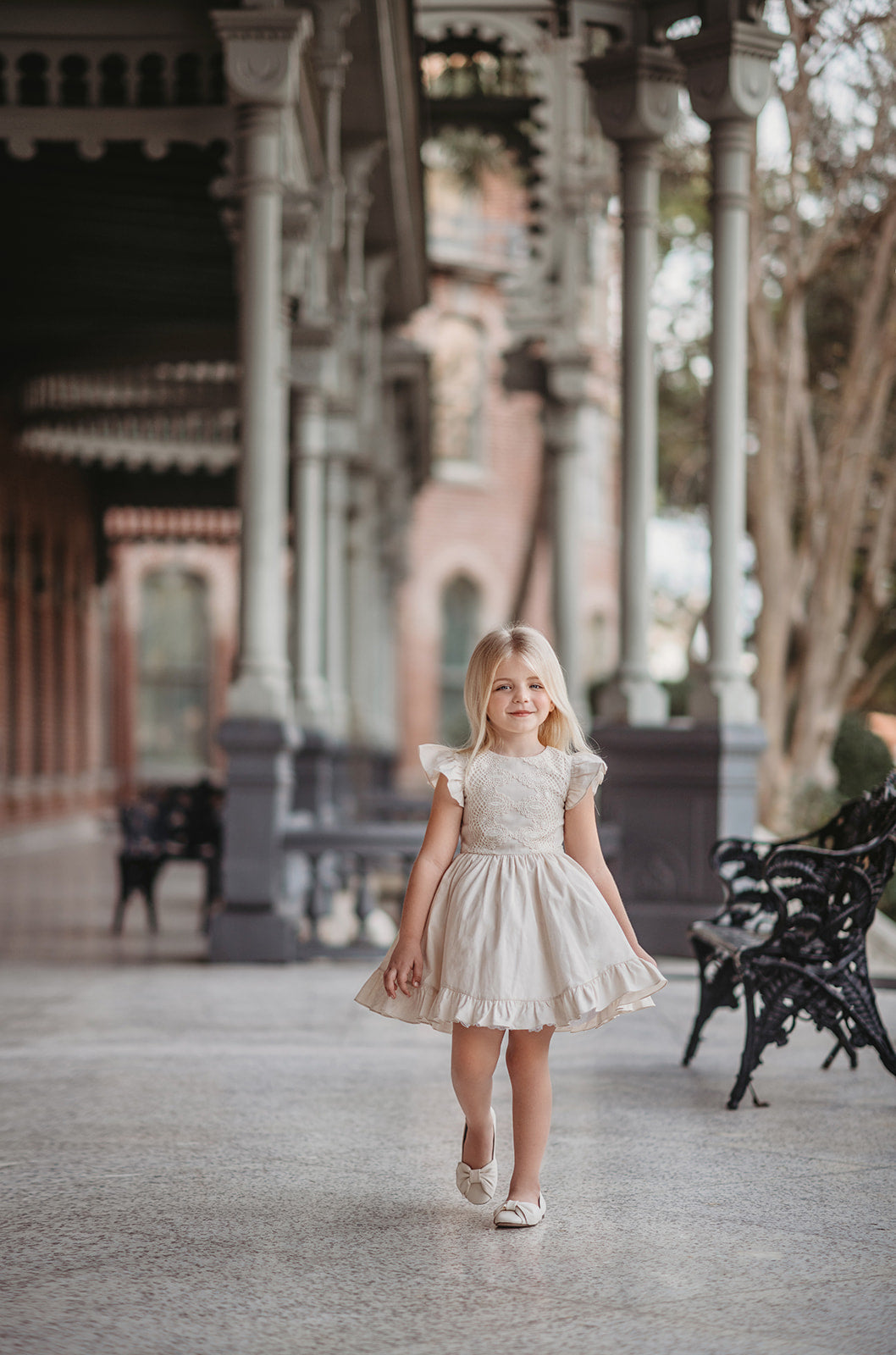 Ethel Fancy Pinafore in Antique Ivory Only Little Once Ethel Fancy Pinafore in Antique Ivory Only Little Once