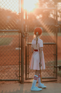 Vestido de giro de uniforme de béisbol vintage para niñas