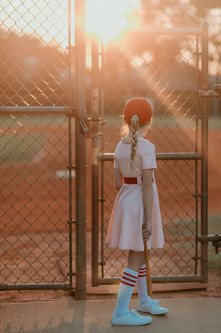 Vintage Girls Baseball Uniform Twirl Dress