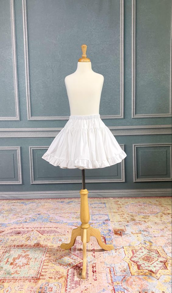 100% cotton Pettiskirt with ruffle layers in White